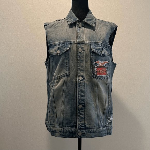 Large Jeff Hamilton Sneaker Con Men's Limited-Edition Denim Vest Pocket Muscle - Picture 2 of 2
